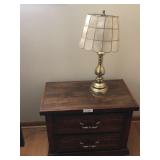 Vintage Lea 2 Drawer Night Stand With Lamp