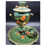 Vntg Hand Painted Russian Electric Somavar