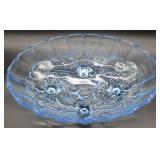 Vntg Indiana Glass Harvest Blue Oval Fruit Bowl