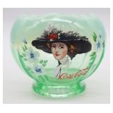 Fenton J Peyton Hand Painted Coca-Cola Rose Bowl