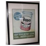 Framed Veedol Motor Oil Advertisement