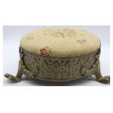 Ornate Brass Upholstered Tapestry Footstool