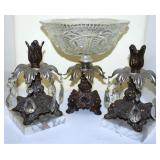 3pc Glass Compote & Candle Holders