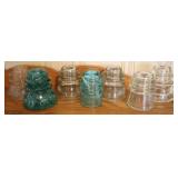 7pc Vntg Glass Insulators