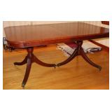 Double Pedestal Dining Table w/Leaf