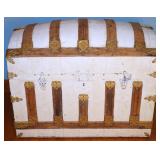 White & Gold Toned Steamer Trunk