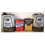 4pc Vntg Fluid Cans- Oil, Antifreeze, Linseed