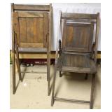 2pc Vntg Wood Folding Chairs