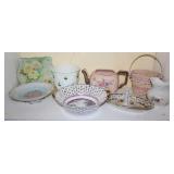 Floral Ceramic Pieces - Tea Pot, Vase, Ring Holder