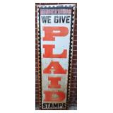 Vntg Plaid Stamps Sign