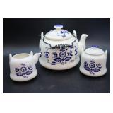 3pc Vntg Ceramic Tea Pot, Sugar & Creamer