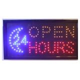 Lighted Open 24 Hours Sign