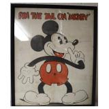 1930s Framed Pin the Tail of Mickey Game