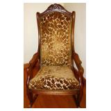 Carved Wood Upholstered Rocking Chair