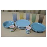 Retro Dish and Glass Combo Set