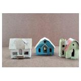 MCM Putz Mice Christmas Village Houses - set of 3