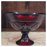 Luminarc Red Ruby Glass Pedestal Bowl