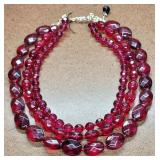 Red Glass Bead Necklace in gift box
