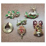 5pc Christmas Brooch Set
