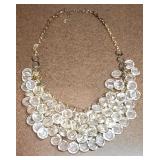 Gold Tone Clear Rhinestone Statement Necklace
