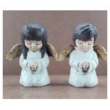 1980 Scioto Ceramic Boy & Girl Angels