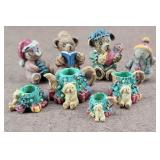 Boyds Bear Doll House Mini Bears & Xmas Tea Set