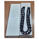 Black Glass Bead Necklace in Gift Box
