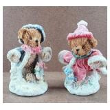 2pc Bear Ice Skaters w/ Pengiun Friends