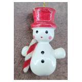 1970s Wooden Painted Snowman Ornament