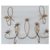 Wall Golden Metal Candelabra 3pc Set