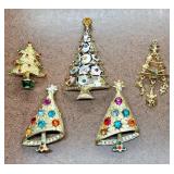 5pc Christmas Tree Brooch Necklace