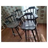 4 Vintage Wooden Bar Stools