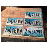 5 Wyoming License Plates