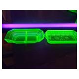 Uranium Vaseline Glass Butter Dish & More