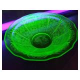 Uranium Vaseline Glass Serving Bowl