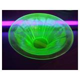 Uranium Vaseline Glass Serving Bowl
