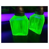 Uranium Vaseline Glass Salt and Pepper Shakers