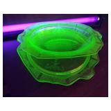 Vaseline Glass Cake Stand Base & Serving Dish