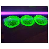 3 Vaseline Glass Bowls