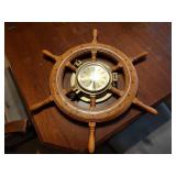 Brass Clock inside Wooden Wheel