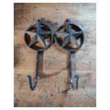 2 Metal Star Coat Hooks