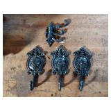 4 Metal Coat / Hat Hooks