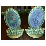 Cast Iron Painted Floral Bookends