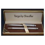 Sheaffer White Dot Targa Silver Plate Pen Set