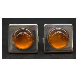 VIntage Sterling Silver Amber Cufflinks