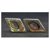 Vintage Sterling Silver Abalone Cufflinks