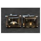 Vintage Sterling Silver Smoky Topaz Cufflinks Vintage Sterling Silver Smoky Topaz Cufflinks
