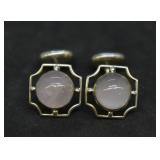 Vintage Sterling Silver Rose Quartz Cufflinks