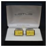 Stainless Steel Lotus Cufflinks w/ Box