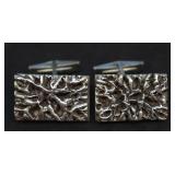 Heavy Vintage Sterling Silver Nugget Cufflinks